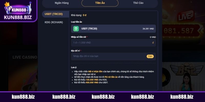 Đôi nét về rút tiền KUN888
